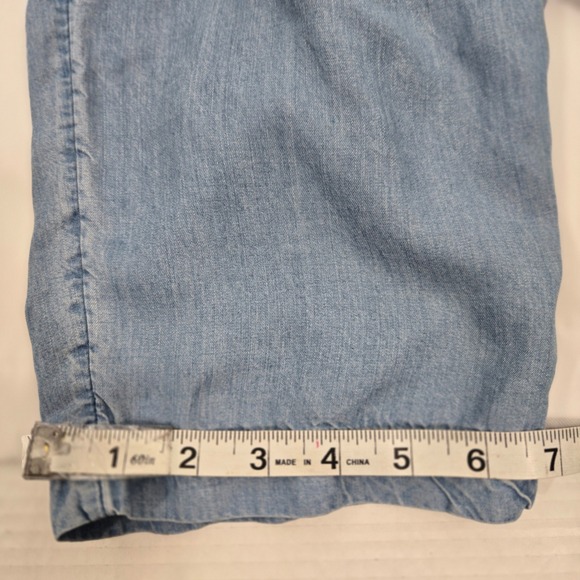 Abercrombie & Fitch Jumpsuit Chambray Belted Short Sleeve Blue Women's L Y2k 90s - Picture 10 of 11